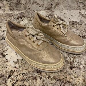 Stuart weitzman metallic animal print sneaker. Size 5b.